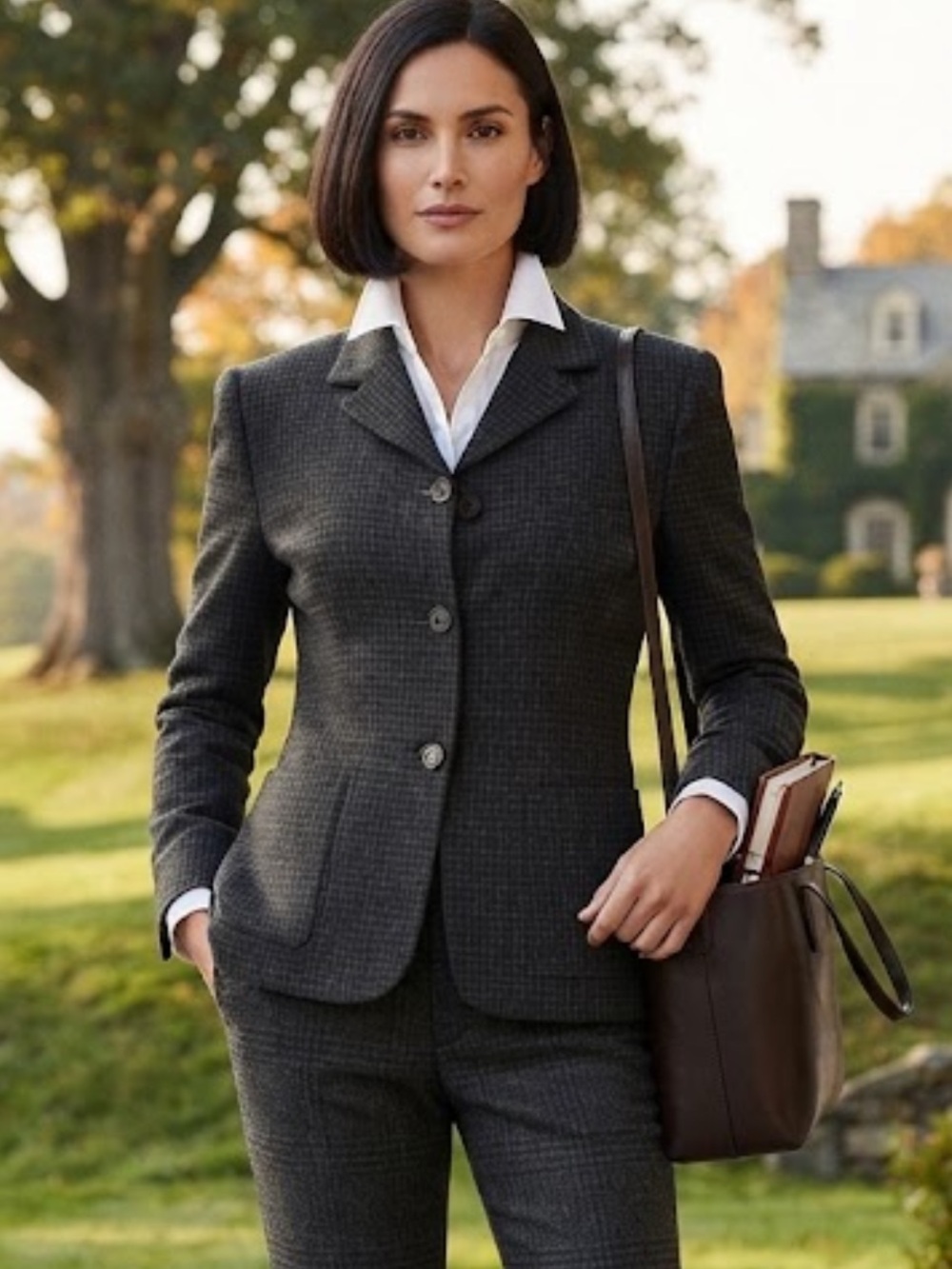 Lauren Ralph Lauren Vintage Dark Gray Plaid Wool Blazer Jacket